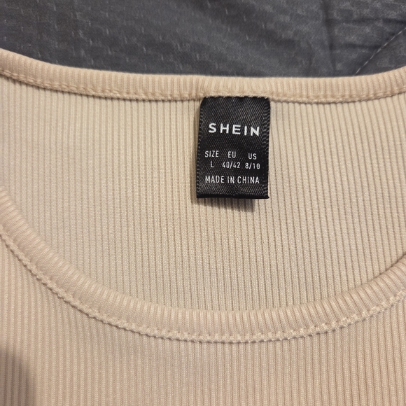 Shein Cream Ribbed Tank Top - Picture 3 of 3